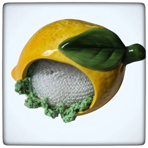 Spring Kitchen Ceramic Yellow Lemon Sink Scrubby Holder-Ceramic-Handmade Crochet